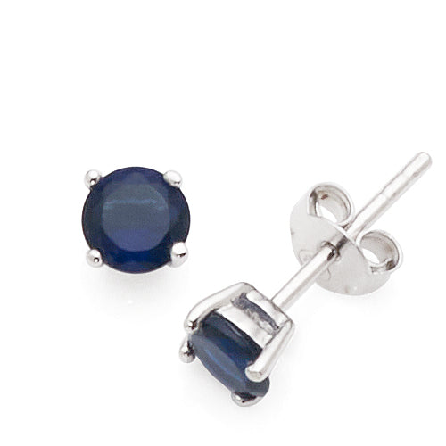 Sterling Silver 5mm Dark Blue Stone Studs