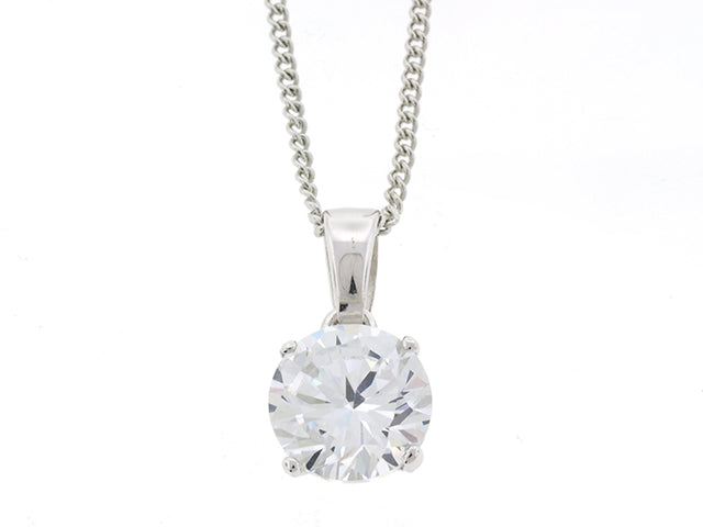 Sterling Silver 9mm Round Cubic Zirconia Pendant