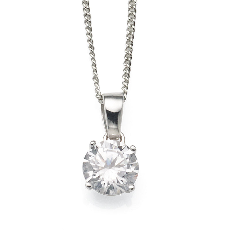 Sterling Silver 8mm Round Cubic Zirconia Pendant