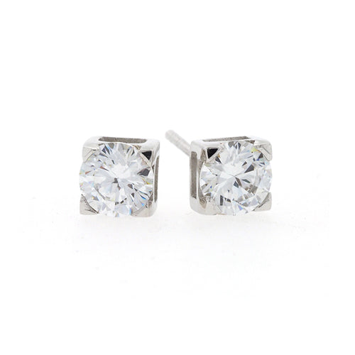 Sterling Silver 6mm Cubic Zirconia Stud Earrings