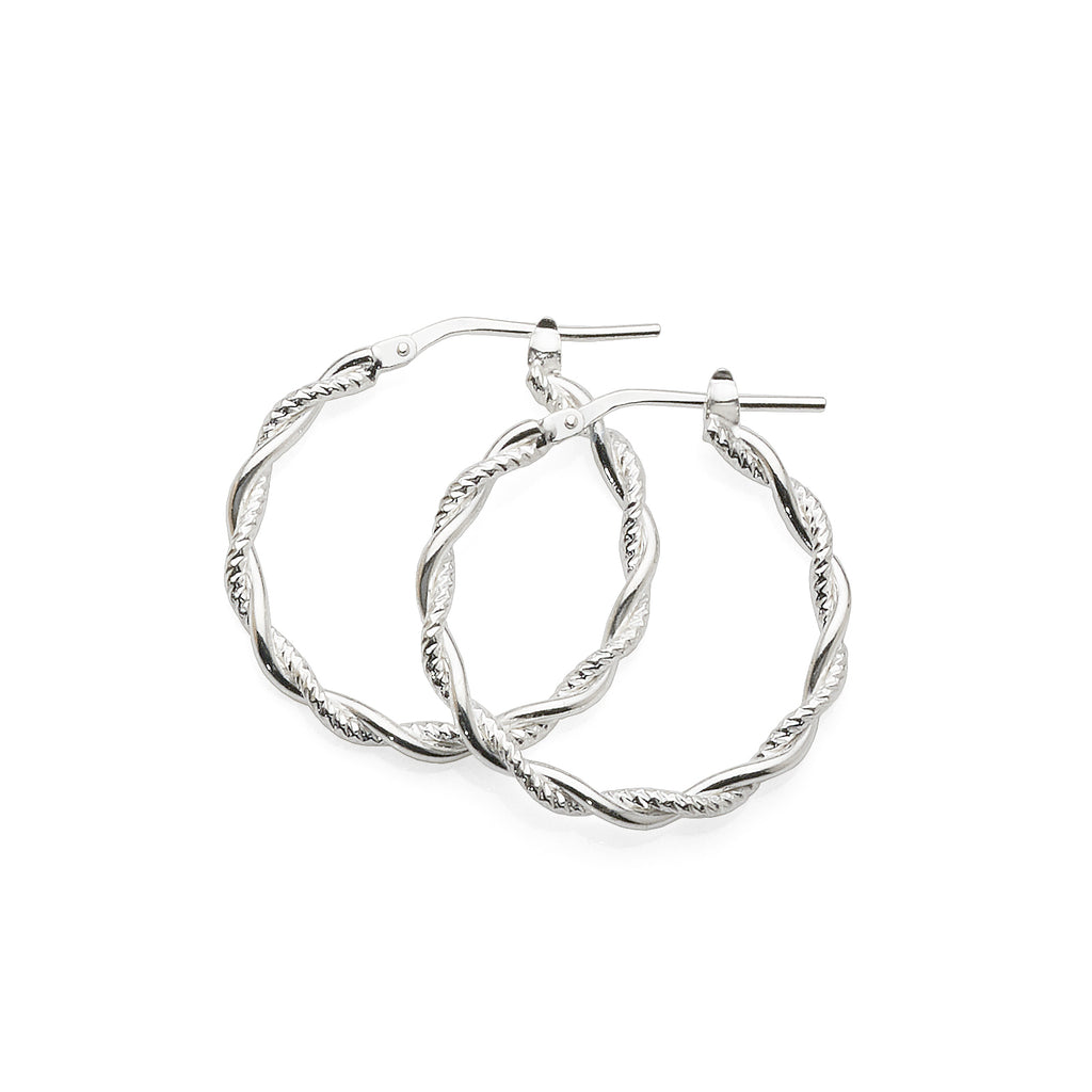 Sterling Silver Plain & Patterned 20mm Twist Hoops