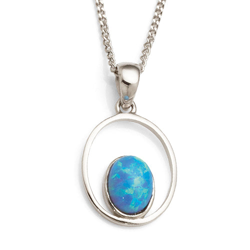 Sterling Silver Created Opal Pendant