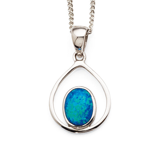 Sterling Silver Created Opal Pendant