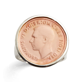 Von Treskow Rose-Tone Sixpence Coin Ring RR72