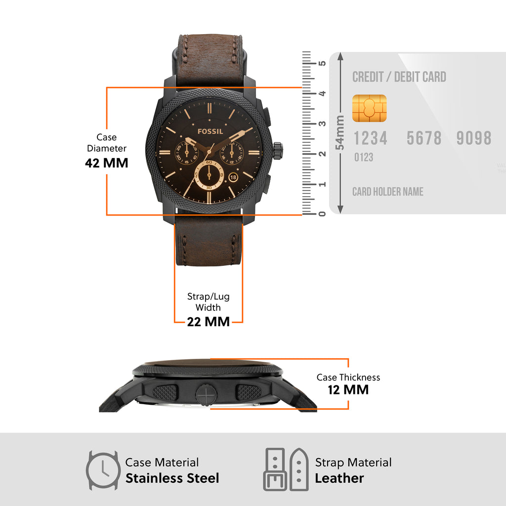 Fossil 'Machine' Chronograph Brown Leather Watch FS4656