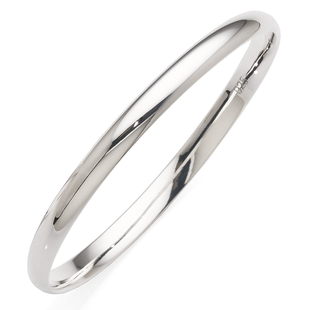 Sterling Silver Hollow Half Round 65mm Bangle