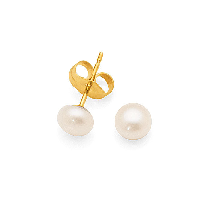 9ct Gold 6mm White Pearl Stud Earrings