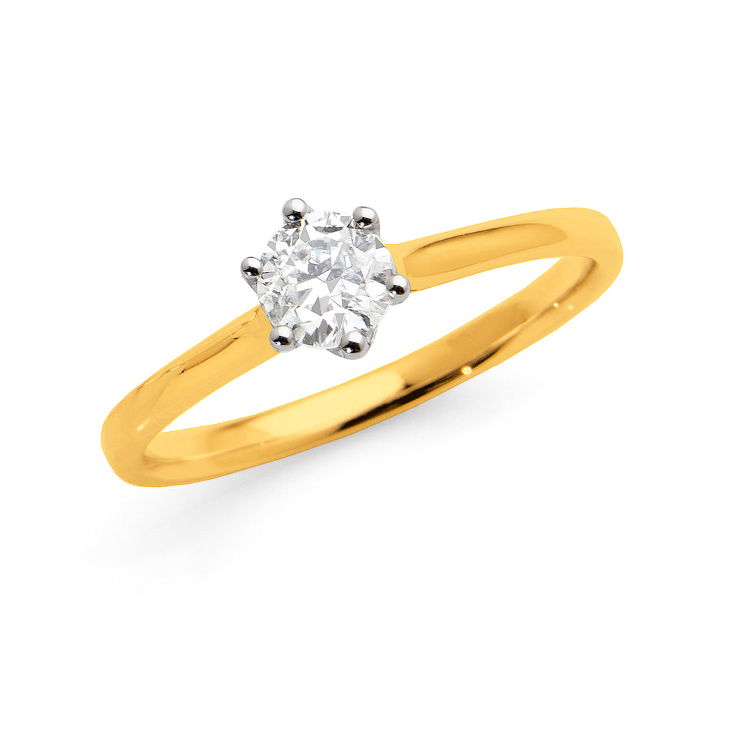 9ct Yellow Gold 0.52CT Brilliant Cut Diamond Solitaire Ring