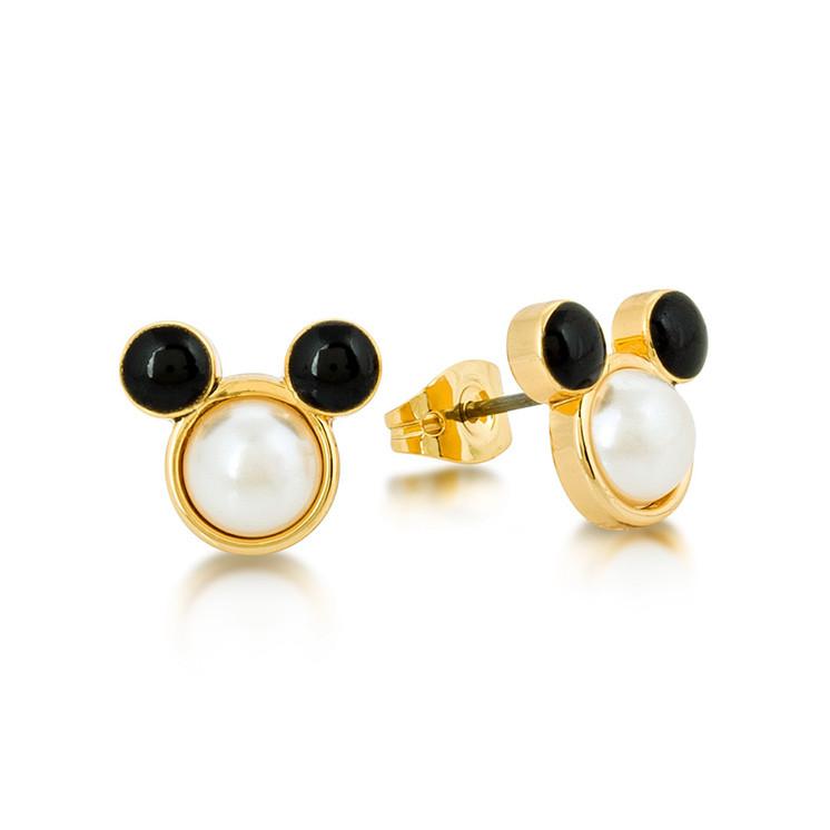 Disney Couture Kingdom Gold Tone Mickey Mouse Pearl Studs DY