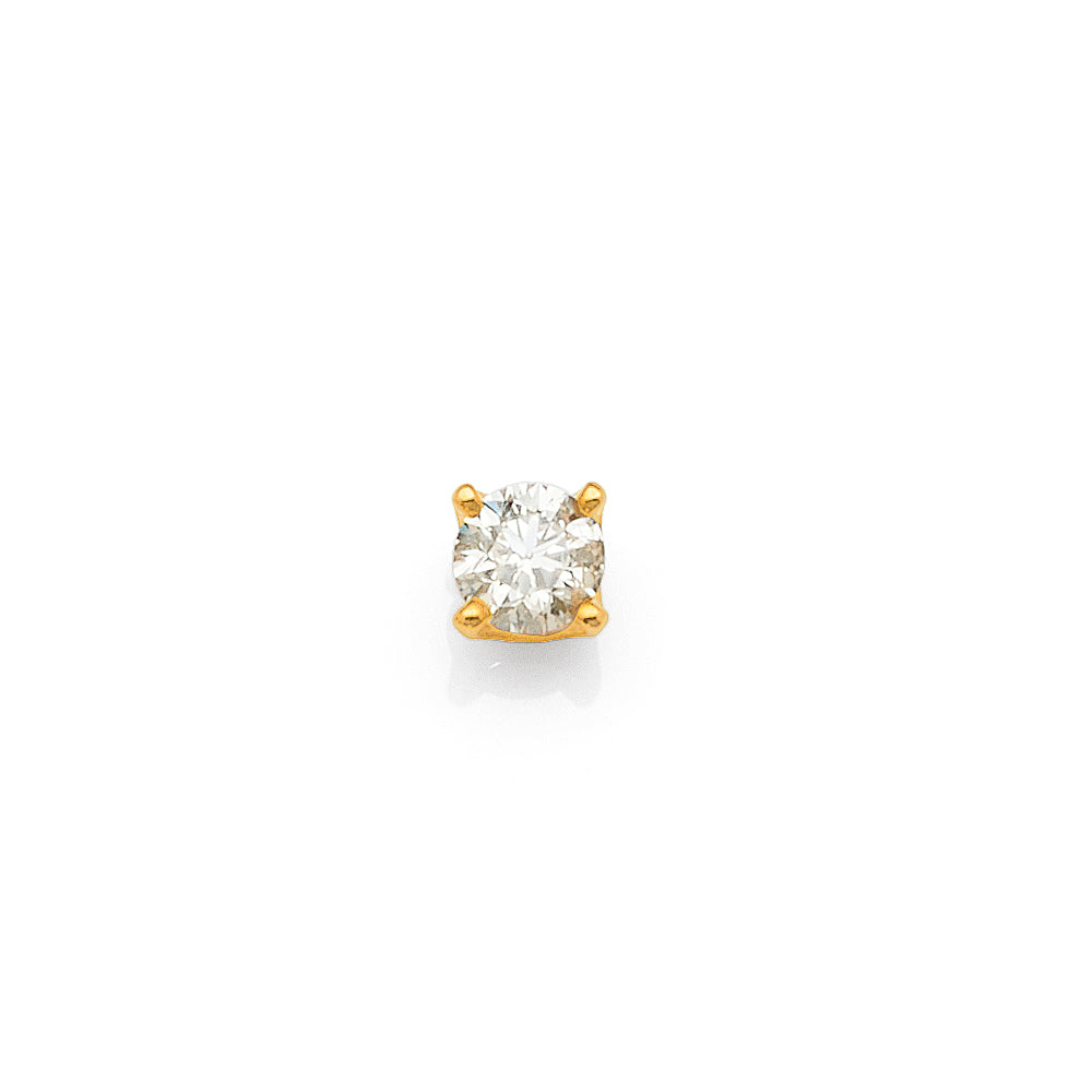 9ct Yellow Gold Single 0.12CT Diamond Stud Earring