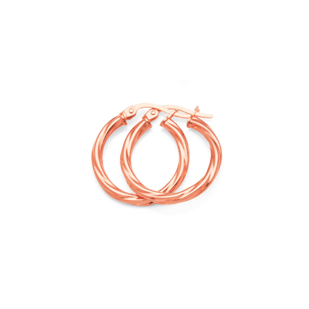 9ct Rose Gold 15mm Twist Hoops