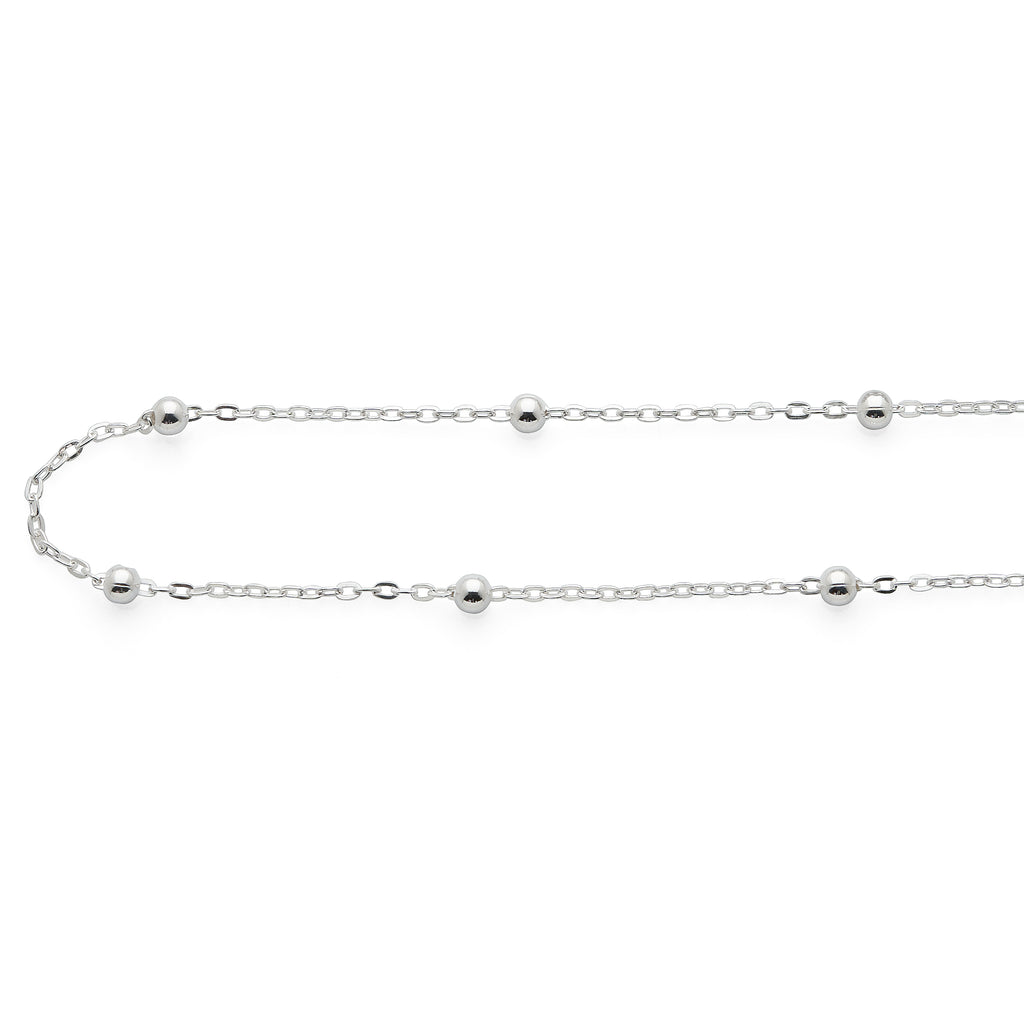 Sterling Silver Fixed Ball Trace Anklet