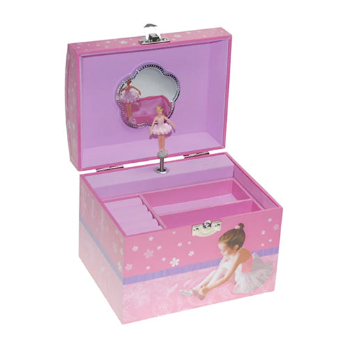 Pink Ballerina Dome Top Musical Jewel Box With Pearl Handle