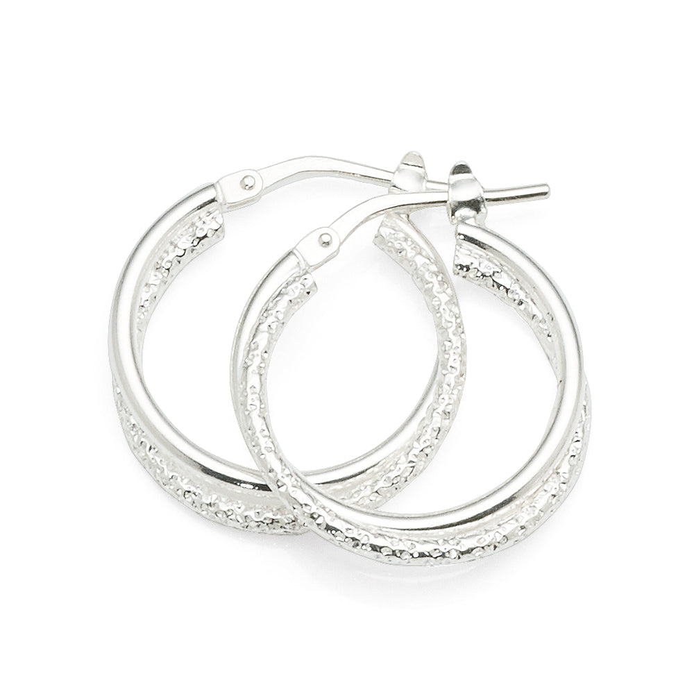 Sterling Silver Double Crossover 15mm Hoops