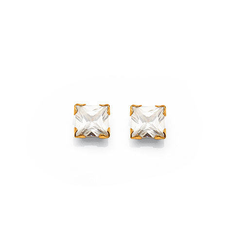 9ct Yellow Gold Cubic Zirconia 4mm Studs