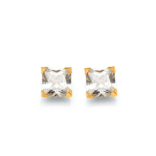 9ct Yellow Gold Cubic Zirconia 6mm Studs