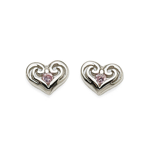 Sterling Silver Cubic Zirconia Heart Studs