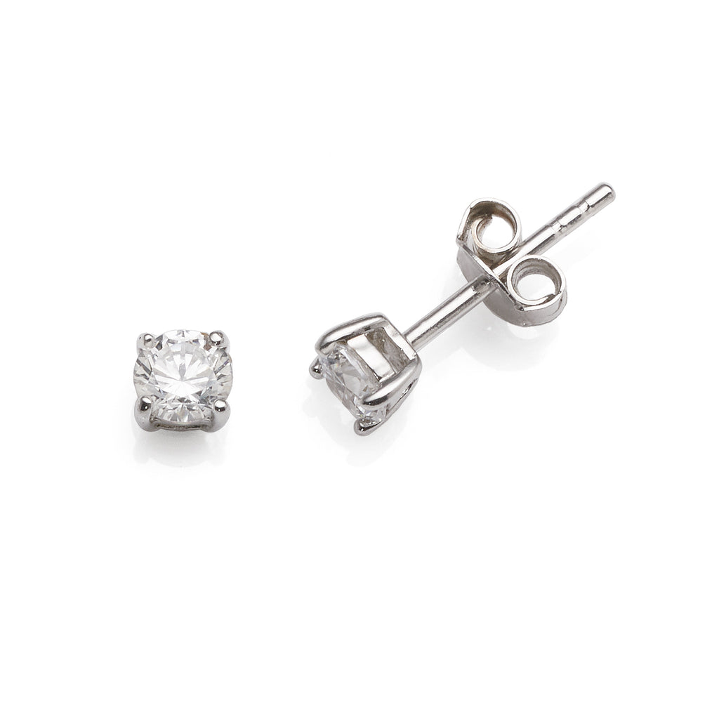 Sterling Silver Cubic Zirconia 4mm Claw Set Studs