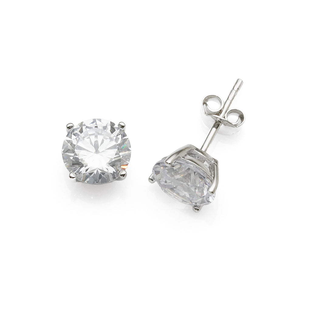 Sterling Silver 8mm Cubic Zirconia Studs