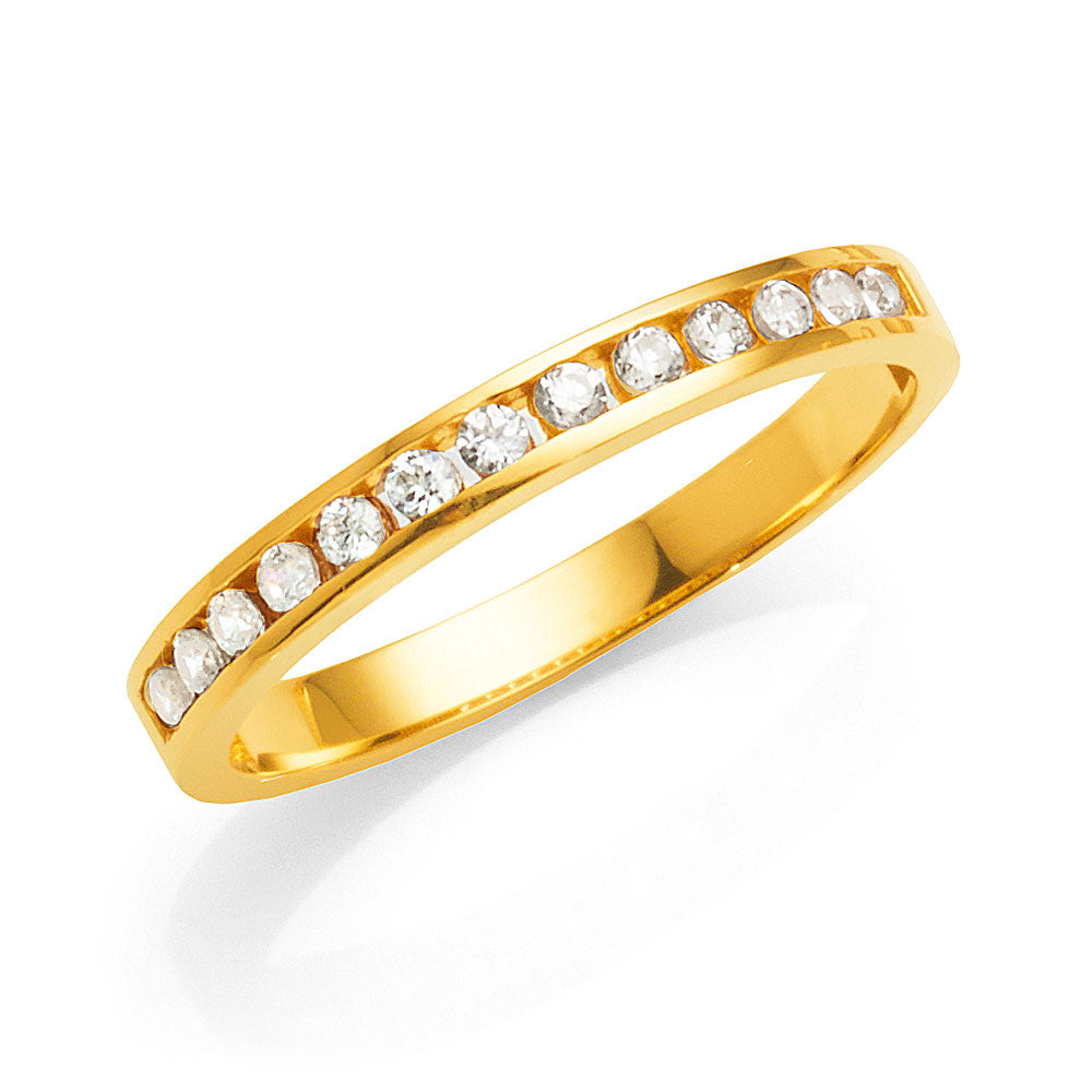 9ct Yellow Gold Cubic Zirconia Channel Set Band