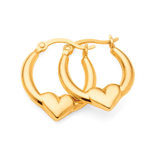 Gold Bonded 10mm Tapered Heart Hoops