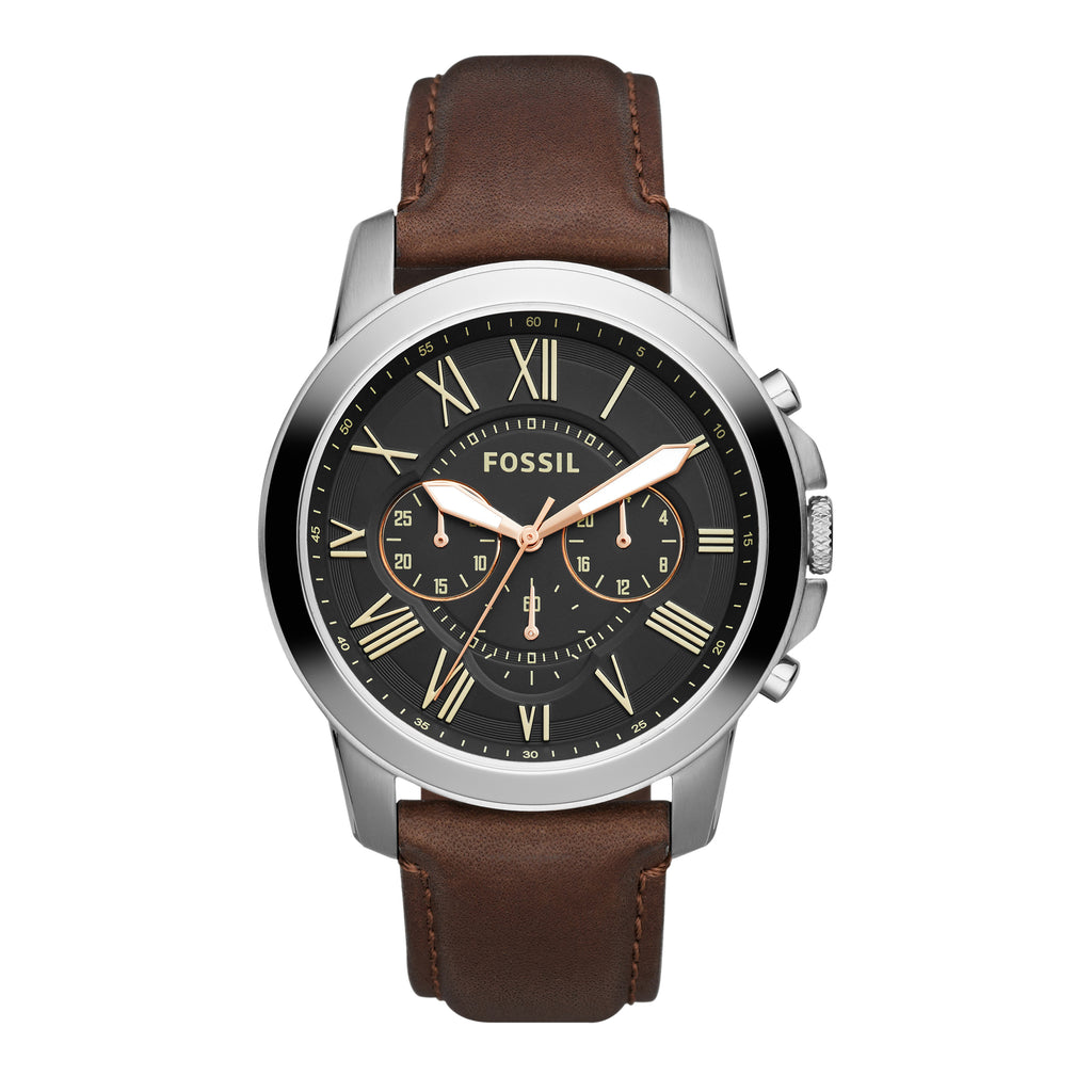 Fossil 'Grant' Chronograph Brown Leather Watch FS4813IE