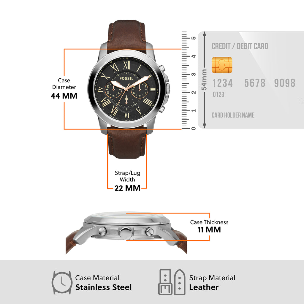 Fossil 'Grant' Chronograph Brown Leather Watch FS4813IE