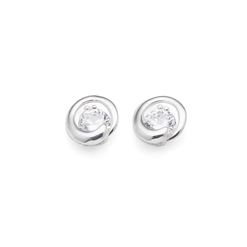 Sterling Silver Cubic Zirconia Swirl Studs