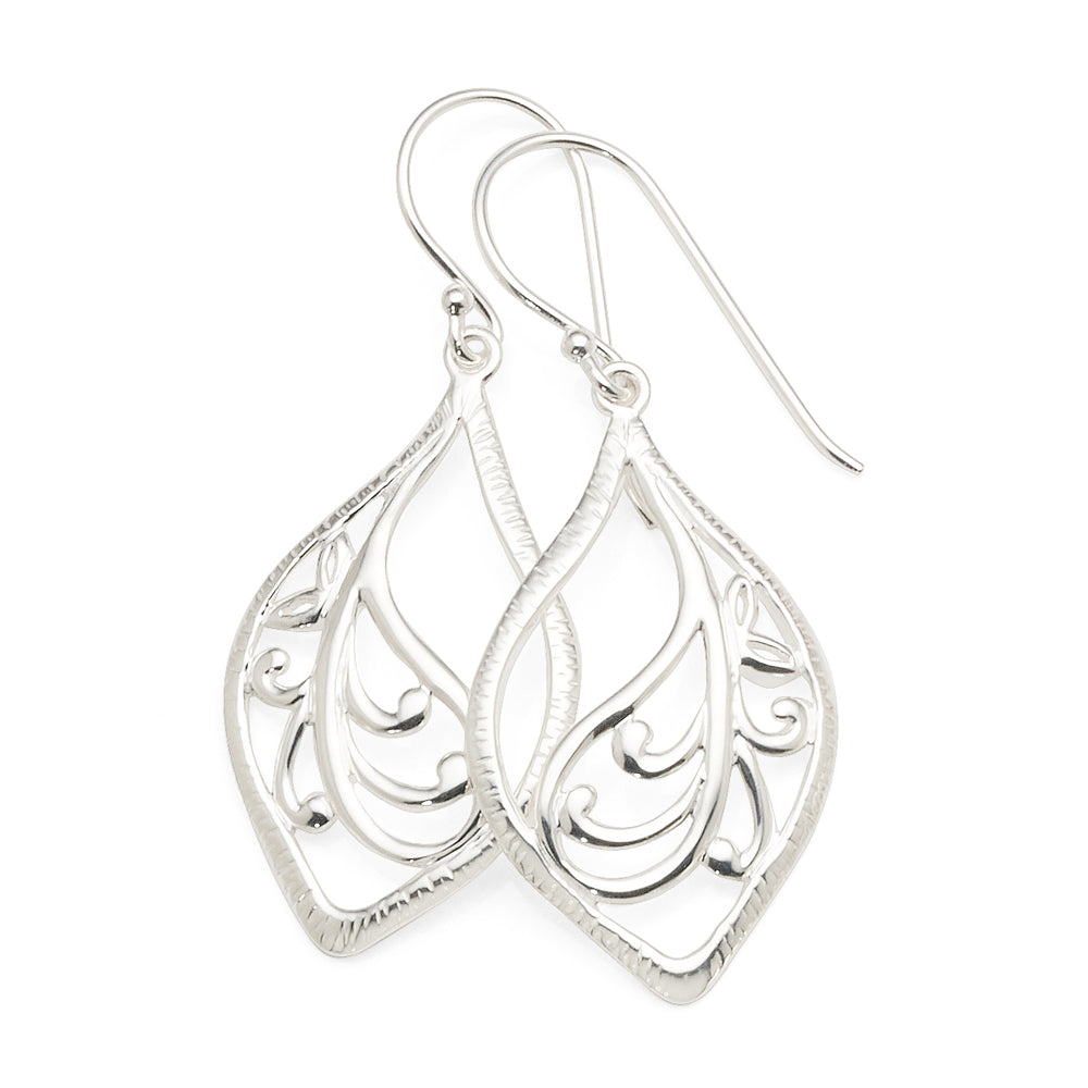 Sterling Silver Leaf Hook Earrings