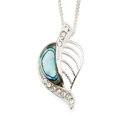 Sterling Silver Paua Shell & Crystal Pendant