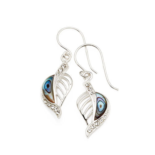 Sterling Silver Paua Shell Leaf Hooks