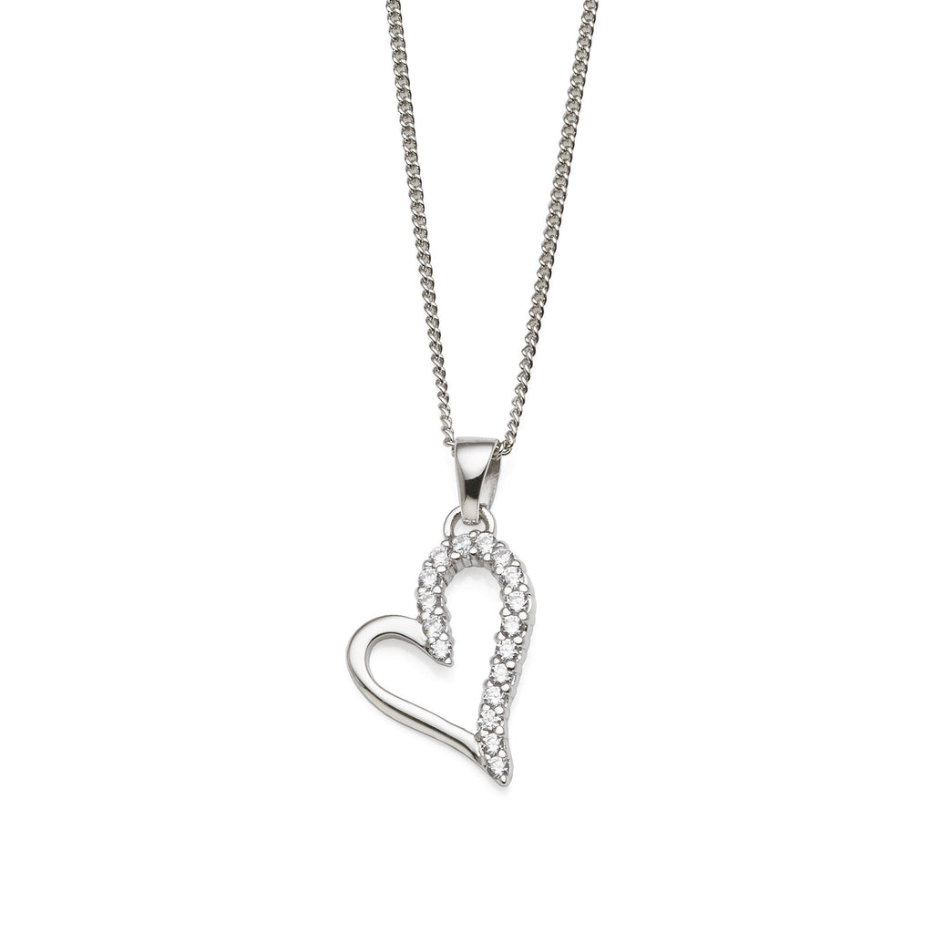 Sterling Silver Cubic Zirconia Open Heart Pendant