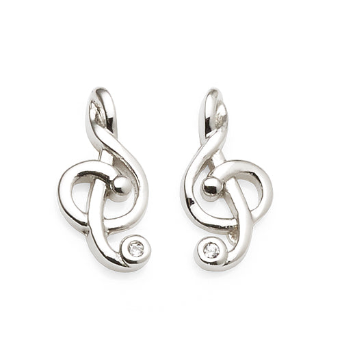 Sterling Silver Cubic Zirconia Music Studs