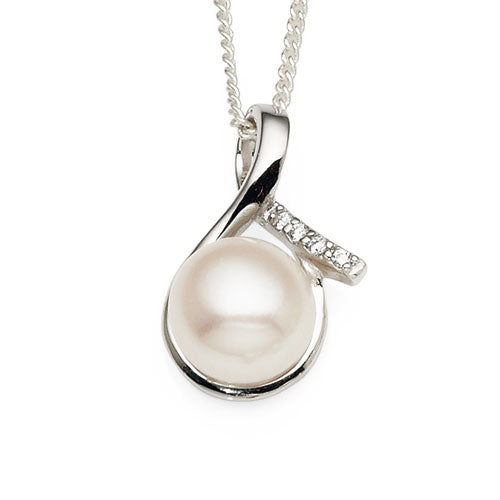 Sterling Silver Pearl & Cubic Zirconia Pendant