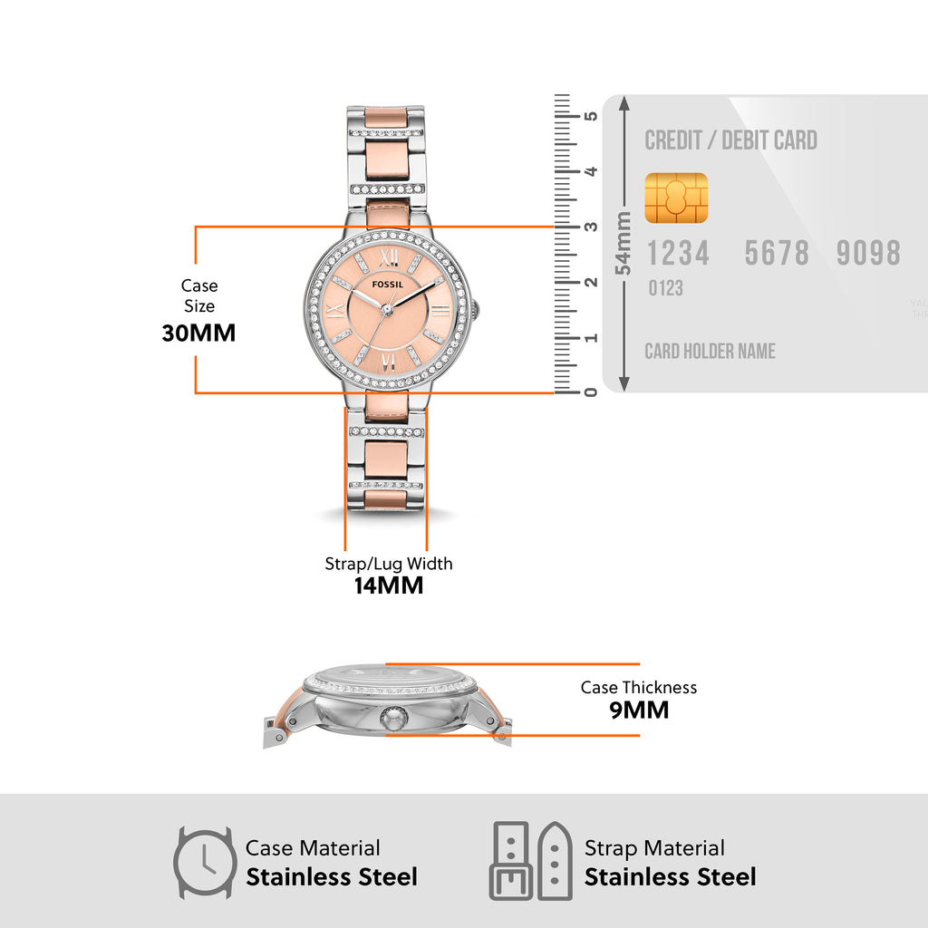 Fossil 'Virginia' 2-Tone Watch ES3405