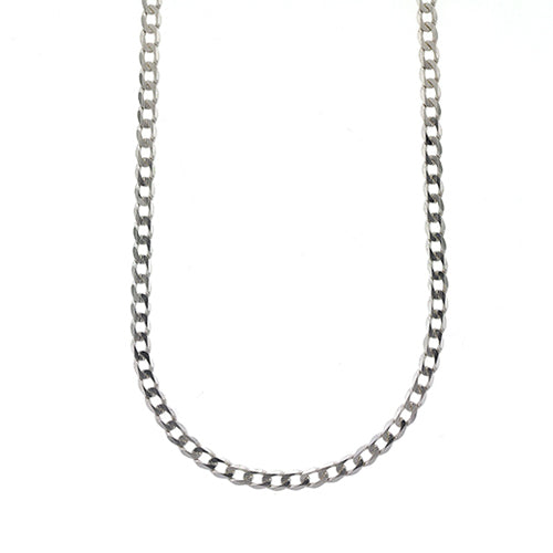 9ct White Gold Flat Curb Chain