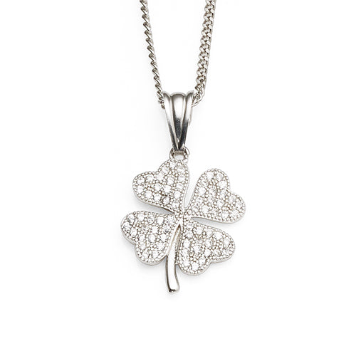 Sterling Silver Cubic Zirconia Clover Pendant