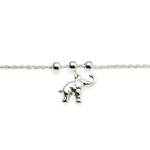 Sterling Silver Hanging Elephant Charm Bracelet