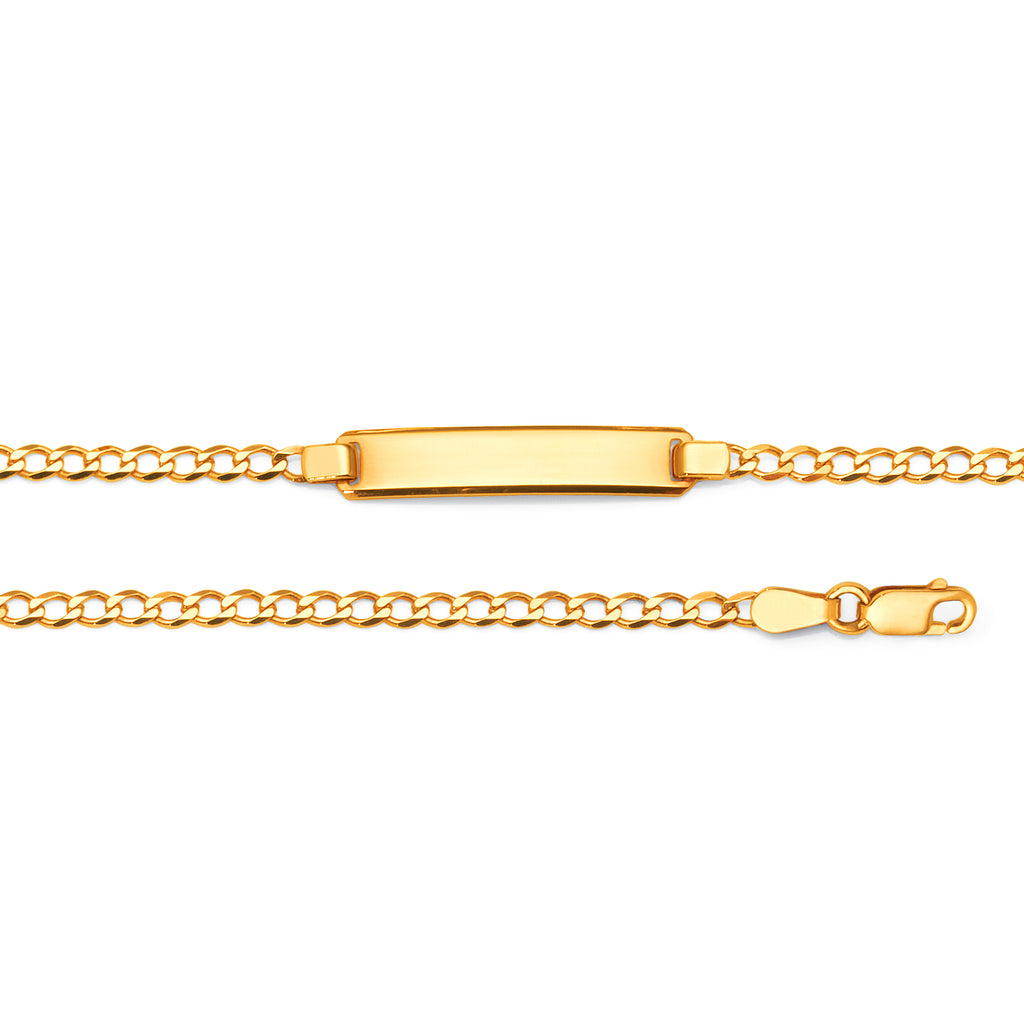 9ct Yellow Gold Children's 25mm Bezel Edge ID Plate Bracelet