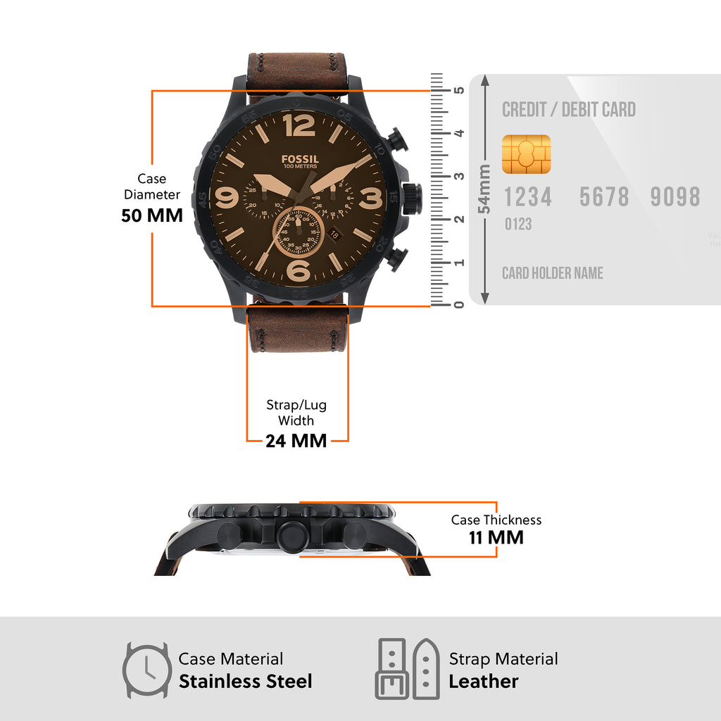 Fossil Nate Dark Brown Watch JR1487