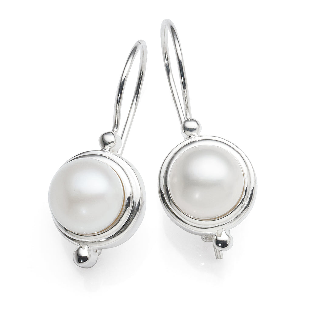 Sterling Silver Pearl Hook Earrings