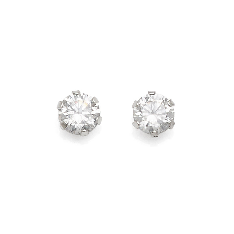 9ct White Gold 5mm Cubic Zirconia Studs