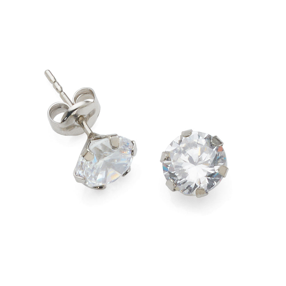 9ct White Gold 6mm Cubic Zirconia Studs