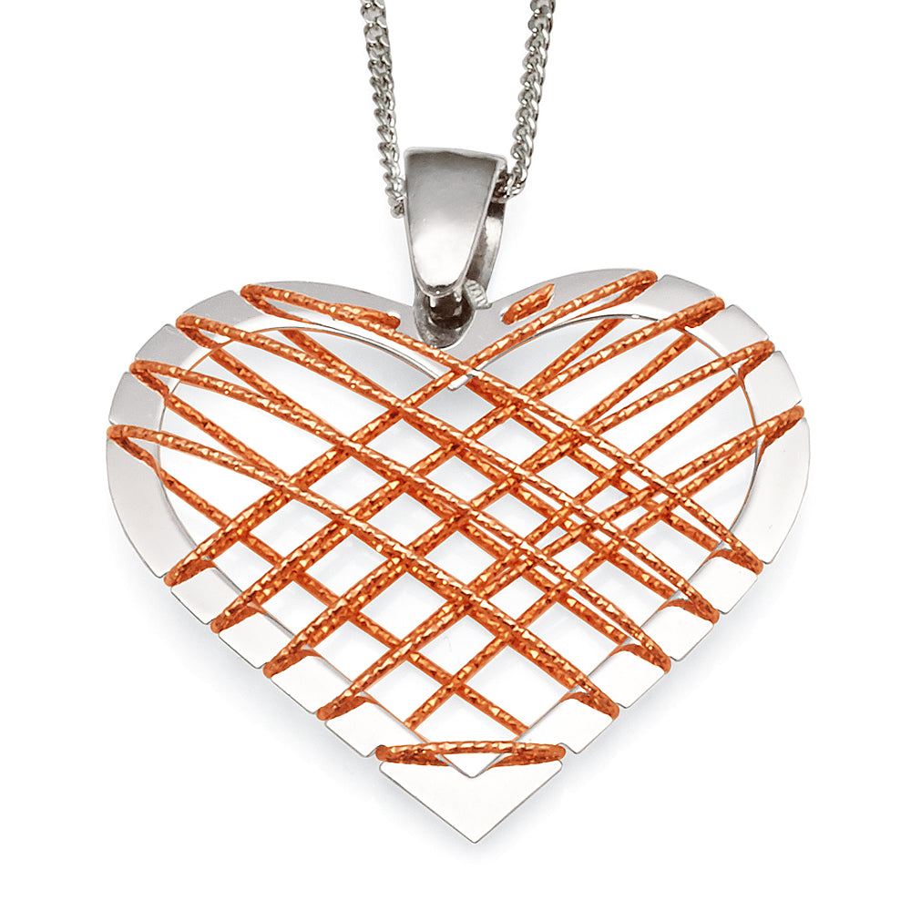 Sterling Silver 2-Tone Heart Pendant