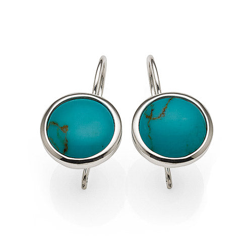 Sterling Silver Created Turquoise Hooks