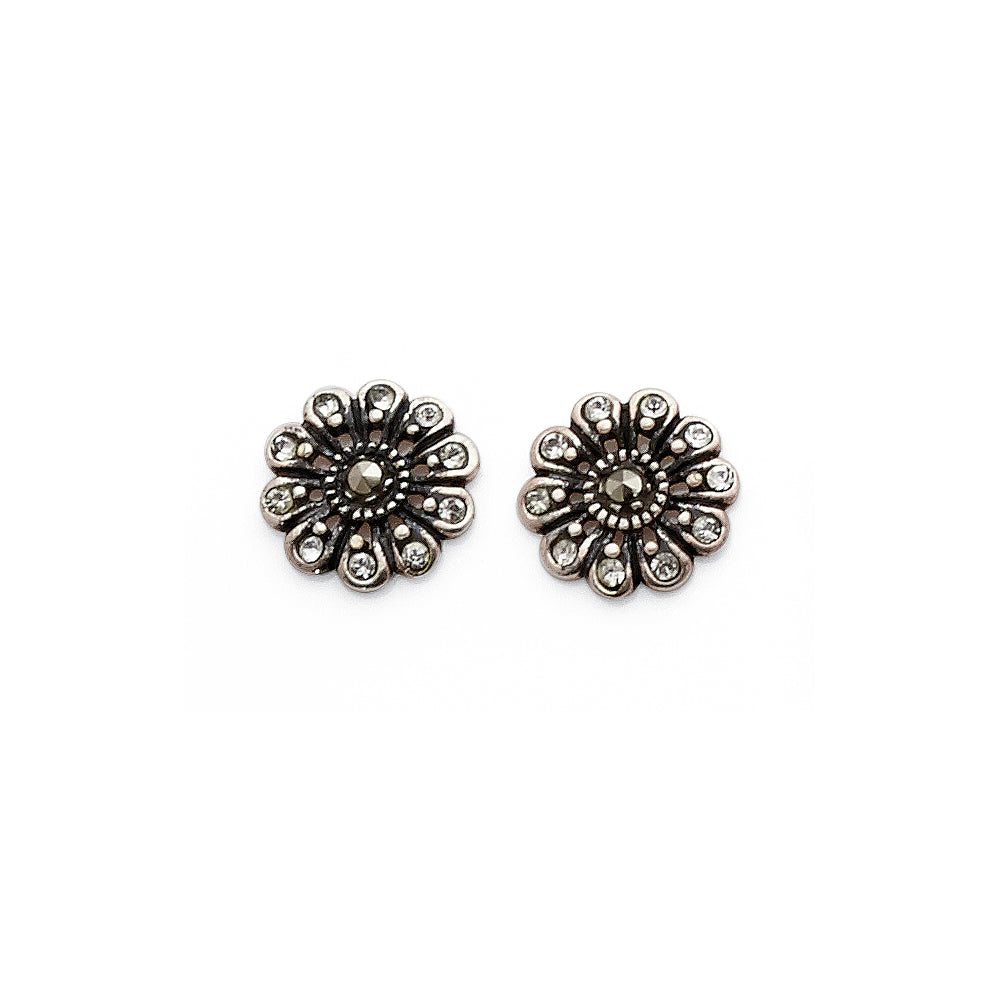 Sterling Silver Marcasite Flower Studs
