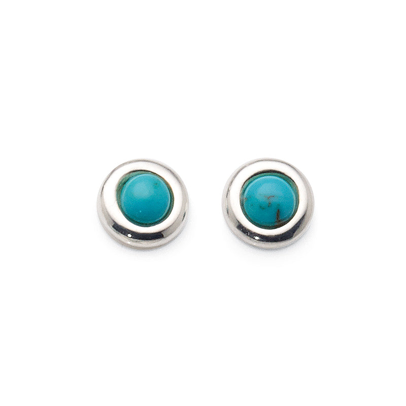 Sterling Silver Created Turquoise Round Studs