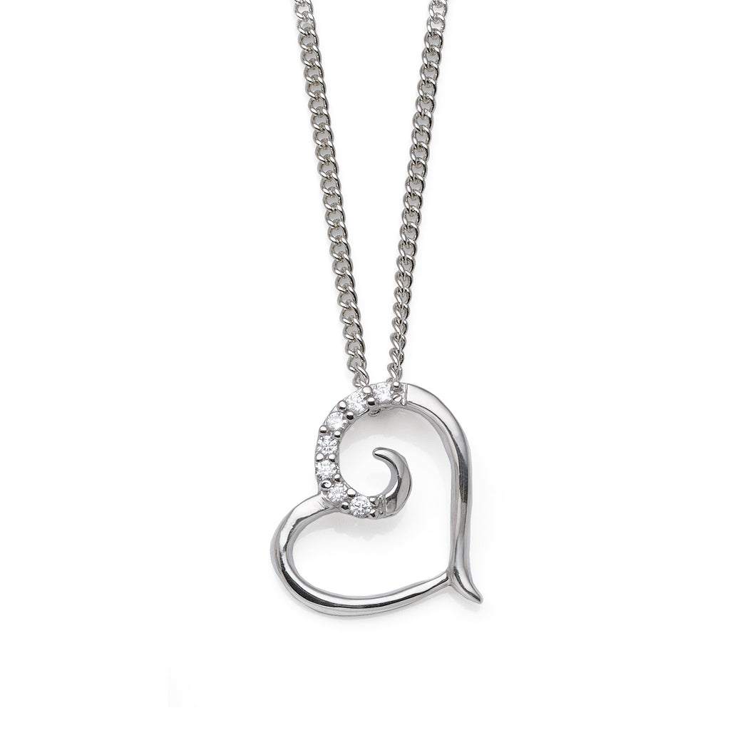 Sterling Silver Cubic Zirconia Open Heart Pendant