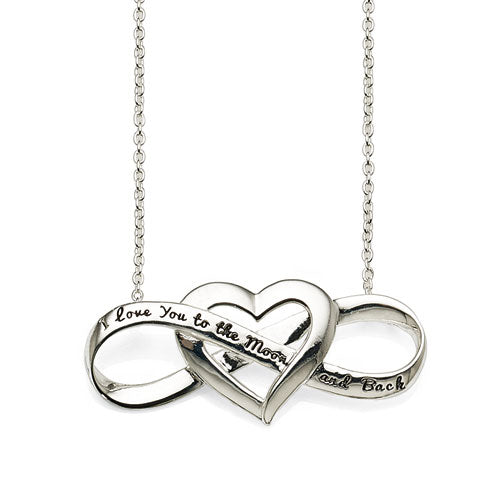 Sterling Silver Engraved Infinity Heart Necklet