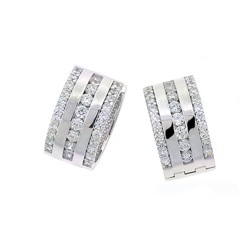 Sterling Silver Cubic Zirconia 10mm Huggie Hoops